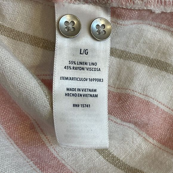 Splendid Stripe Top Women's Large Cream Pink Tan Sleeveless Rayon Button Top New - Picture 4 of 12